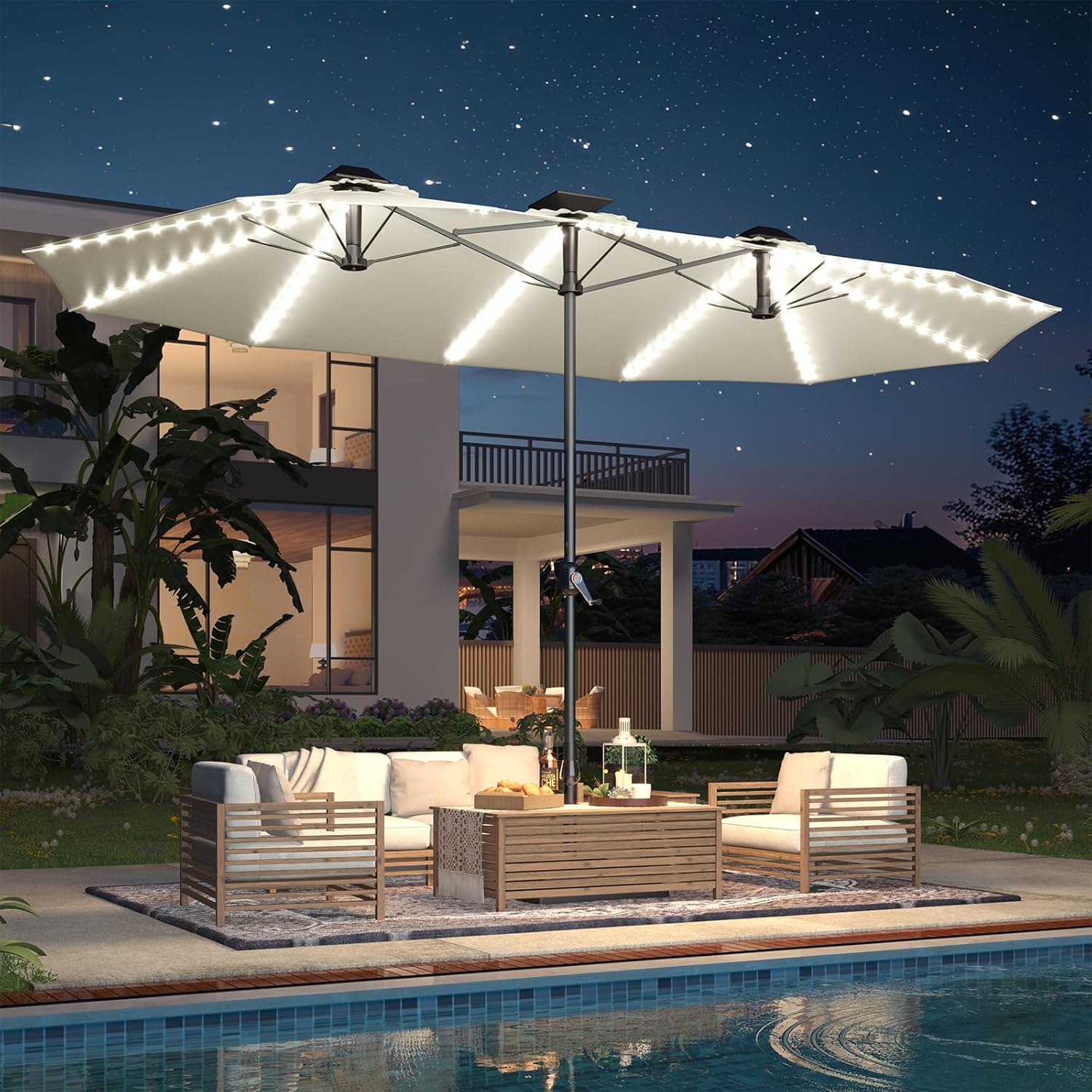 Outdoor Furniture Umbrella - Guarda-sol Retangular de 15 pés com
