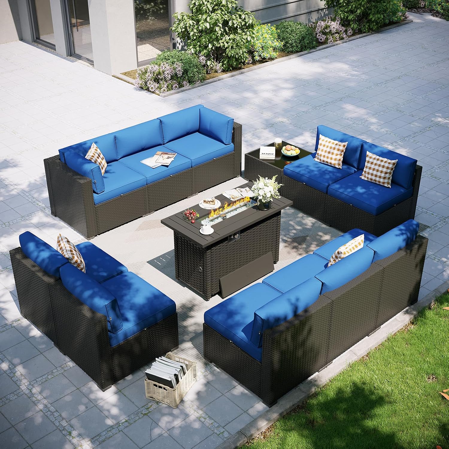 Outdoor Furniture With Fire Pit Table - Conjunto de Móveis para Pátio com