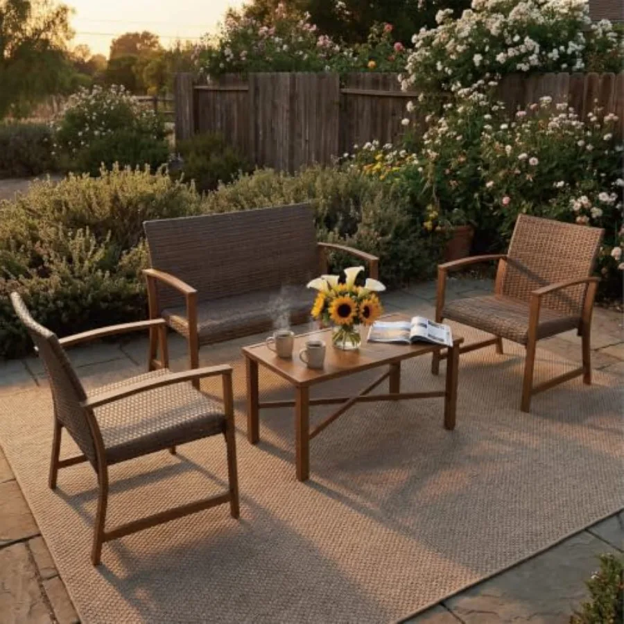 Outdoor Furniture Resin - Conjunto de móveis de vime para