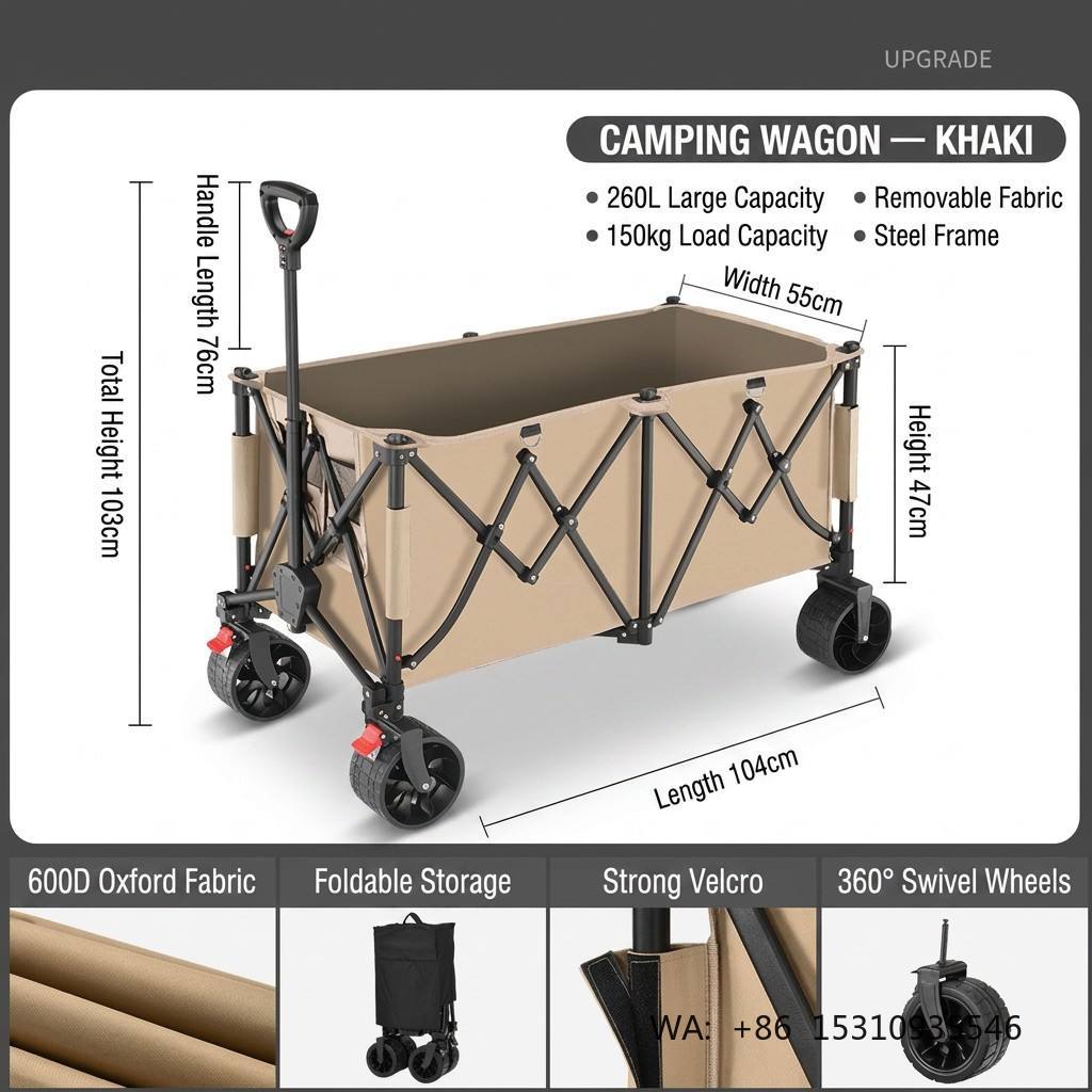 Outdoor Furniture Xl - Carrinho Dobrável de Quatro Rodas com
