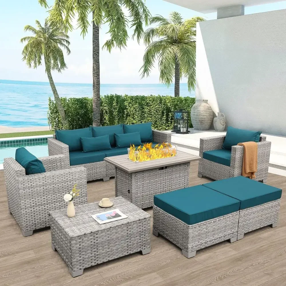 Outdoor Furniture With Fire Pit Table - Conjunto de móveis para área externa,