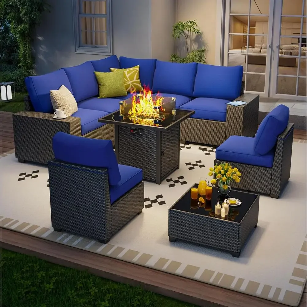 Outdoor Furniture With Fire Pit Table - Conjunto de móveis para área externa,