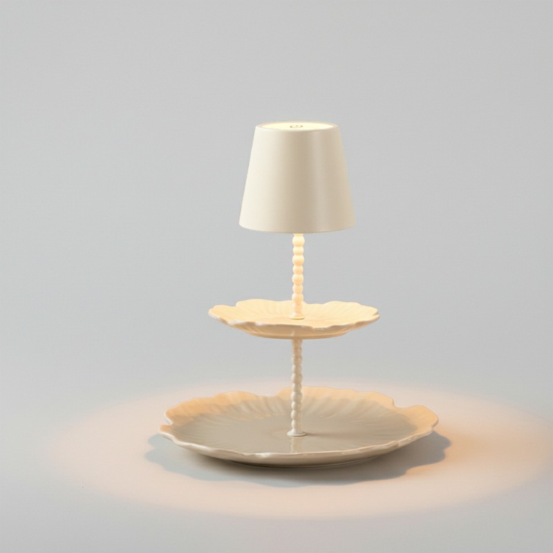 Outdoor Furniture Designer - Painel lat candeeiro de mesa creme