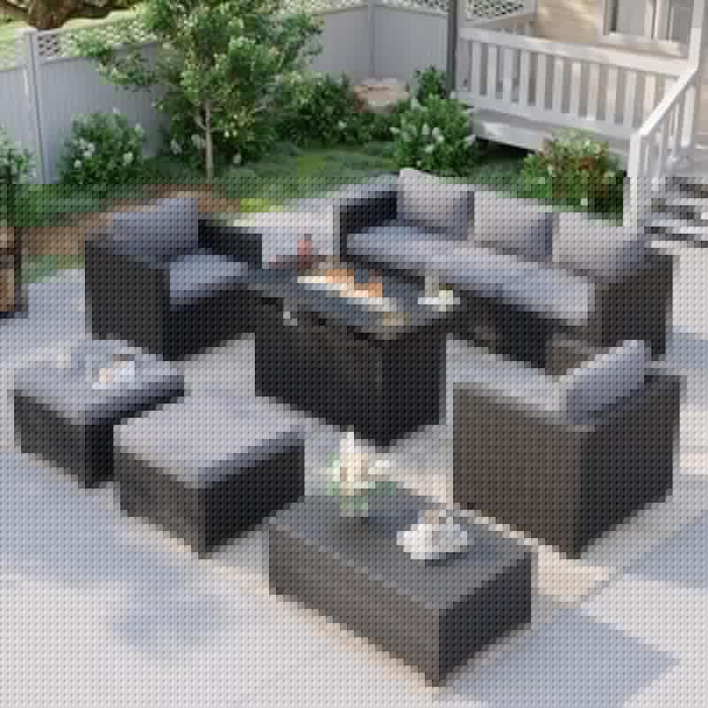 Outdoor Furniture With Fire Pit Table - Conjunto modular para exterior com mesa