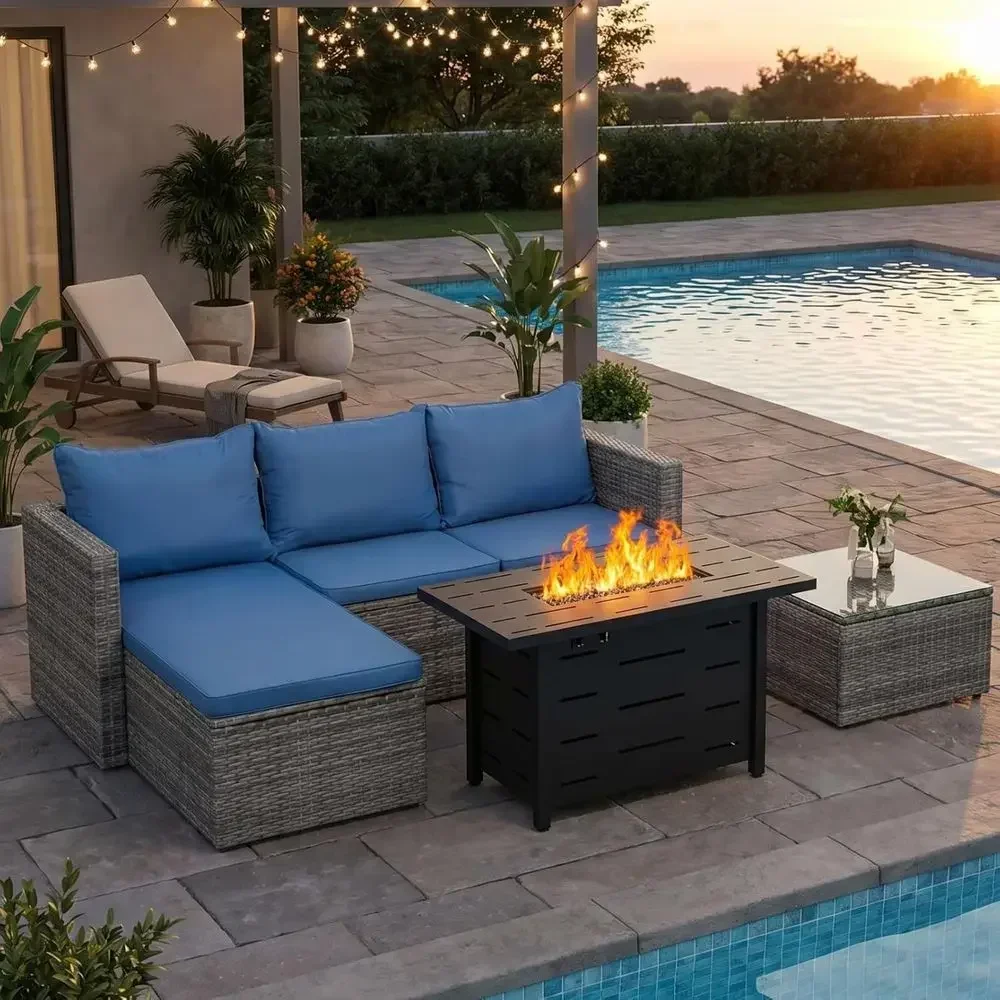 Outdoor Furniture Fire Pit - Conjunto de Móveis de Vime para