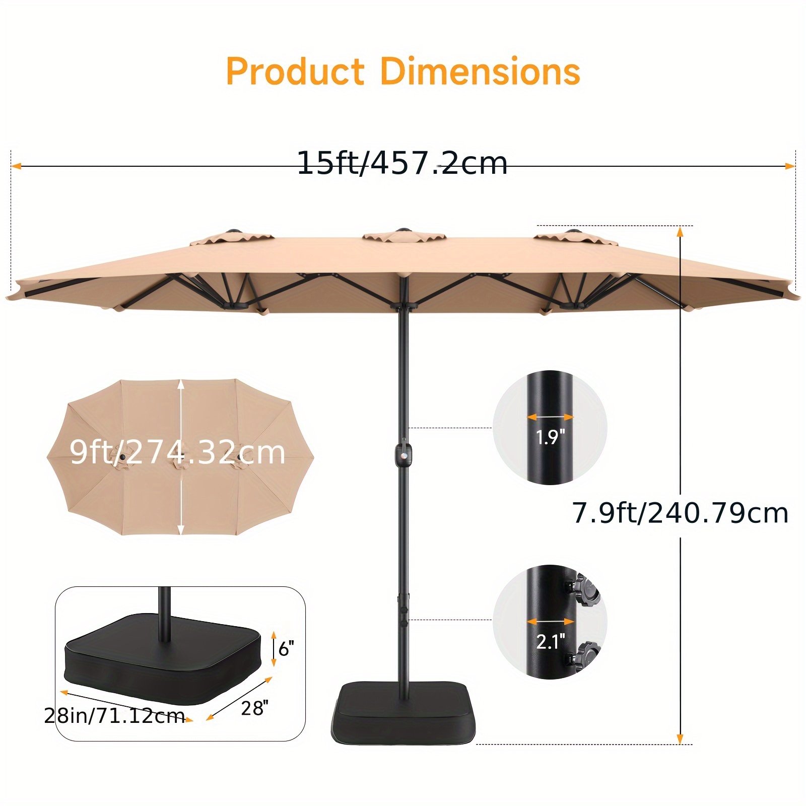 Guarda-Sol de Pátio de 15 Pés  - Outdoor Furniture Umbrella avaliação e preço