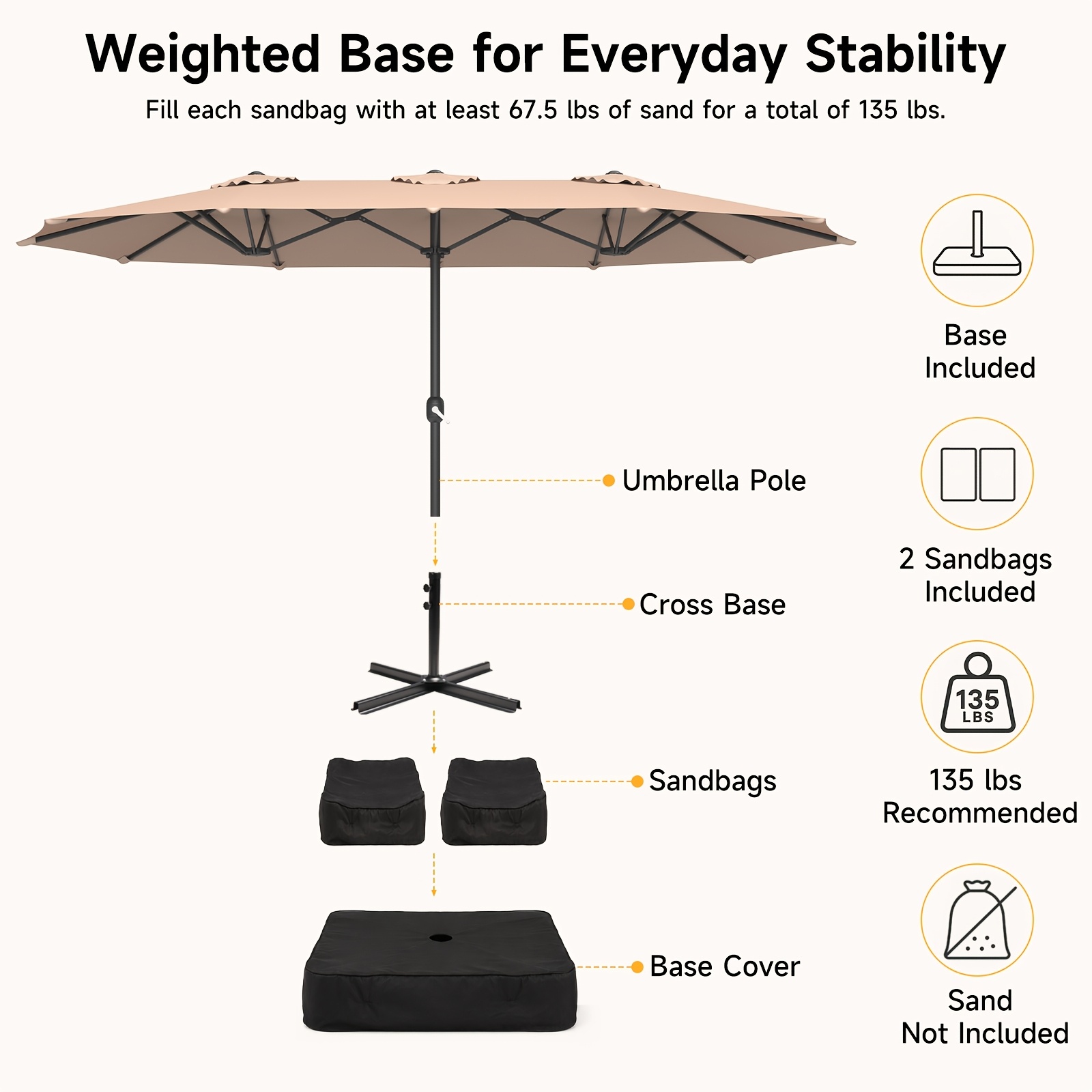 Guarda-Sol de Pátio de 15 Pés  - Outdoor Furniture Umbrella avaliação e preço