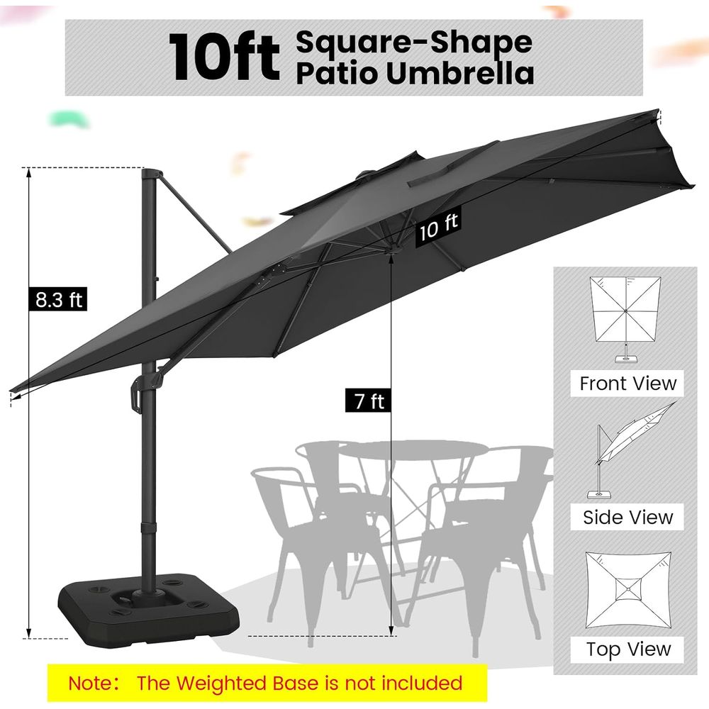 Guarda-Sol Cantilever de 10 pé - Outdoor Furniture Umbrella avaliação e preço