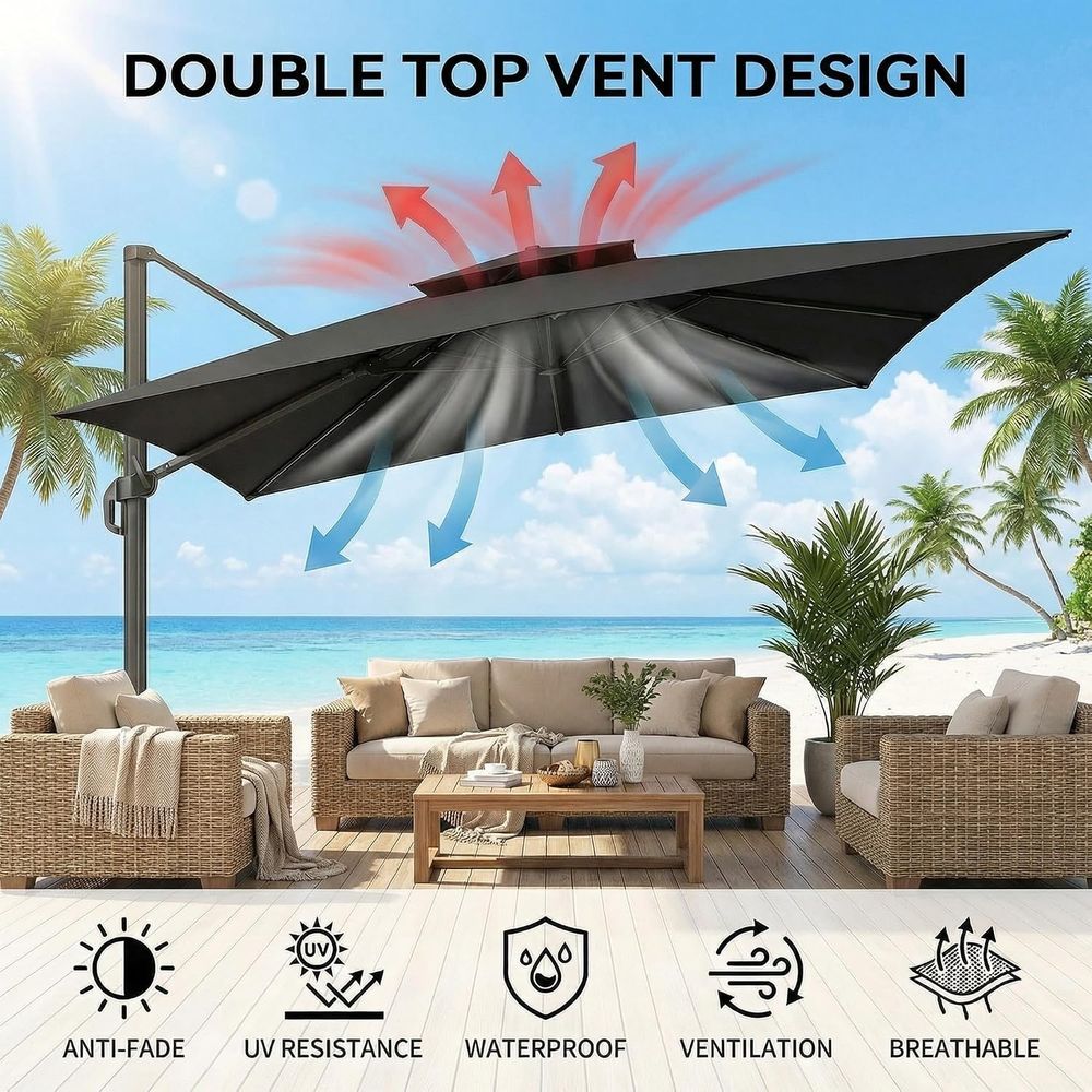 Guarda-Sol Cantilever de 10 pé - Outdoor Furniture Umbrella avaliação e preço