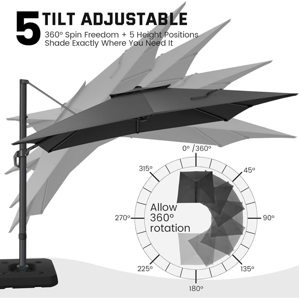 Guarda-Sol Cantilever de 10 pé - Outdoor Furniture Umbrella avaliação e preço