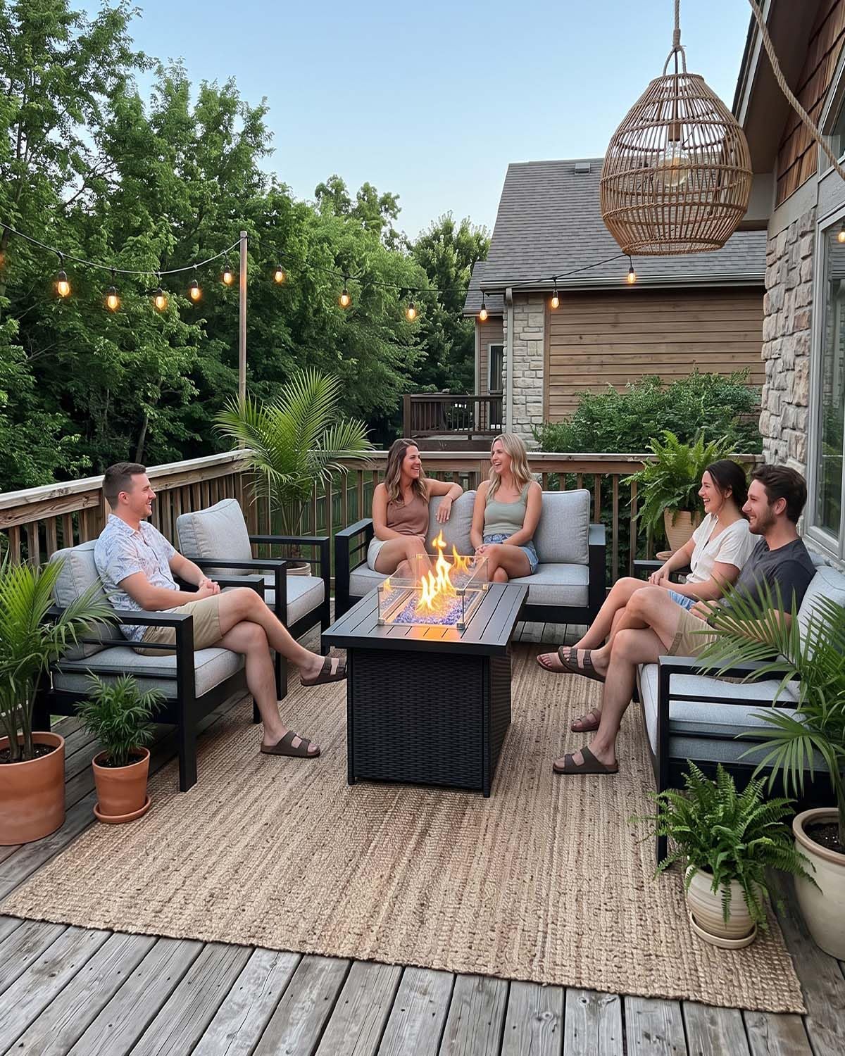 Conjunto de Móveis de Alumínio - Outdoor Furniture With Fire Pit Table avaliação e preço