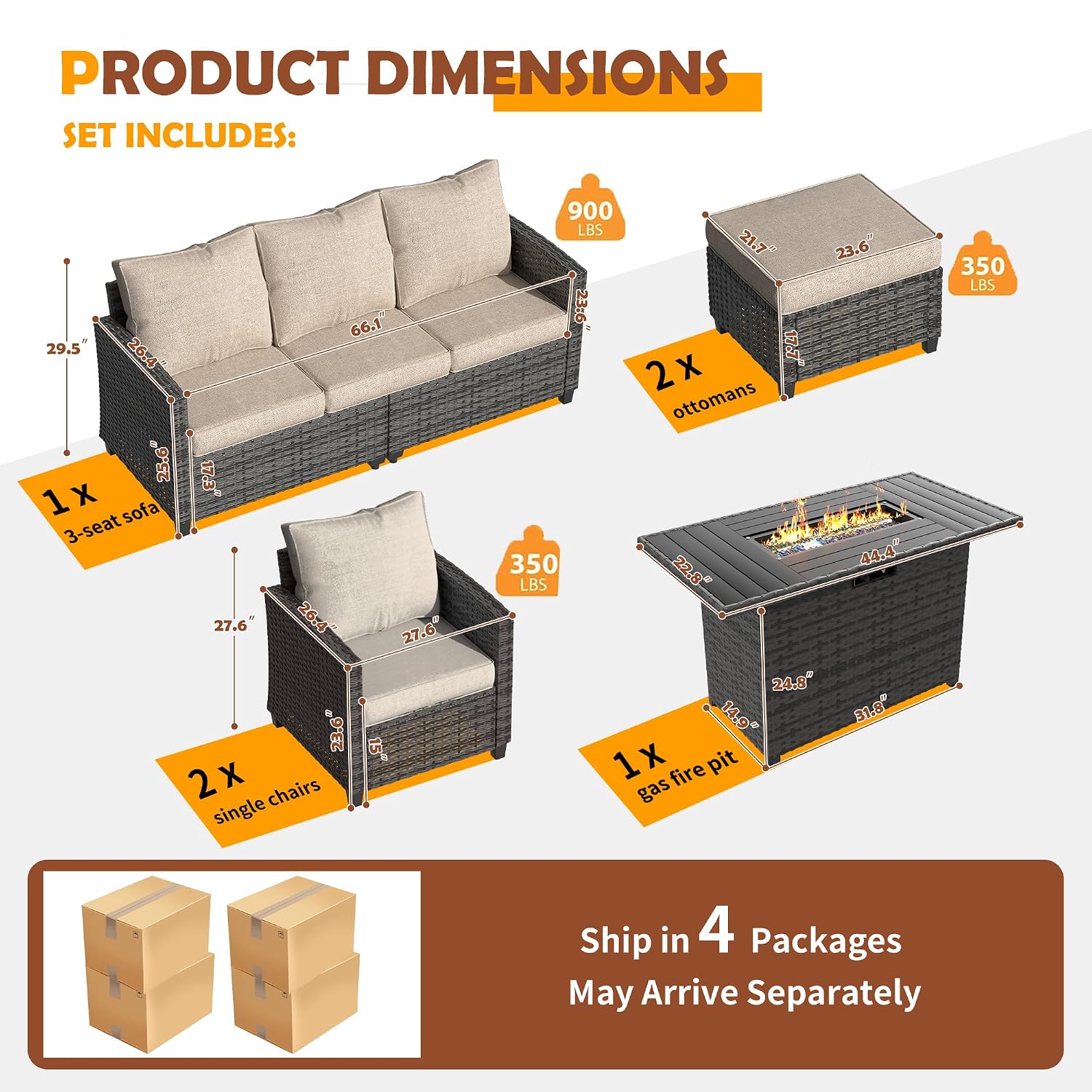 Conjunto de Móveis para Pátio  - Outdoor Furniture With Fire Pit Table avaliação e preço