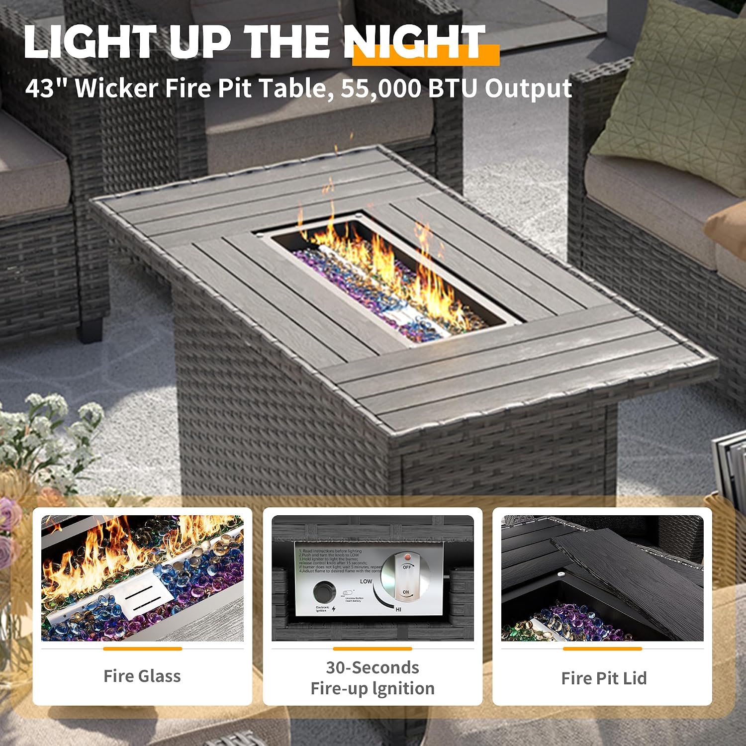 Conjunto de Móveis para Pátio  - Outdoor Furniture With Fire Pit Table avaliação e preço