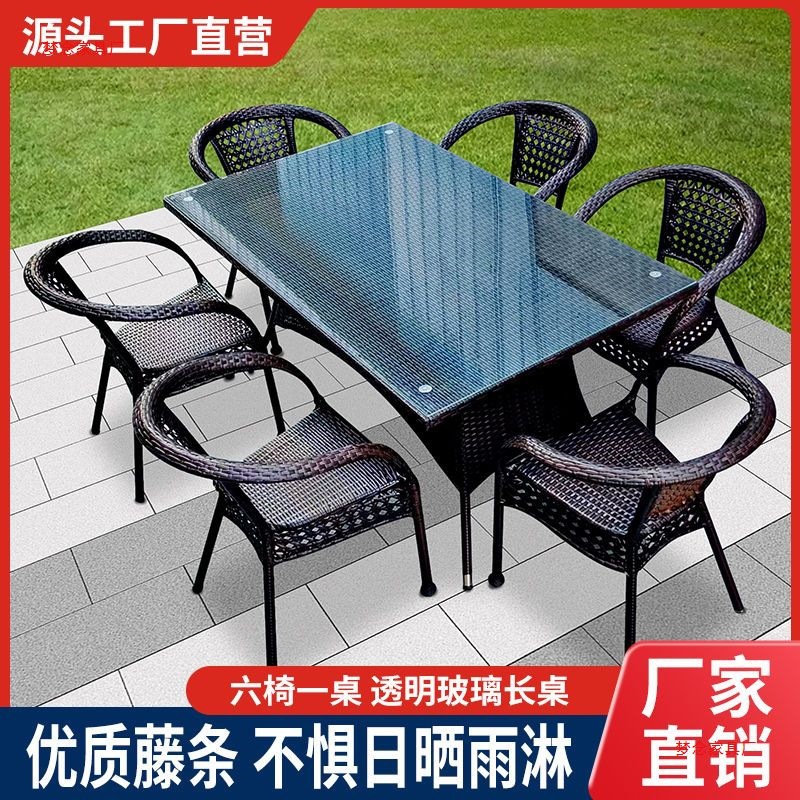 Mesas e cadeiras de vime para  - Outdoor Furniture Table avaliação e preço