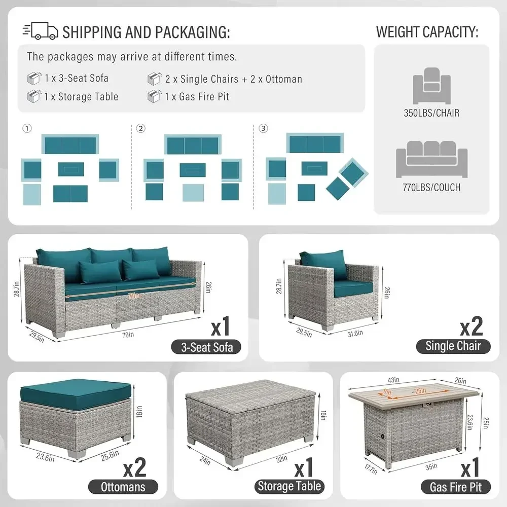 Conjunto de móveis para área e - Outdoor Furniture With Fire Pit Table avaliação e preço