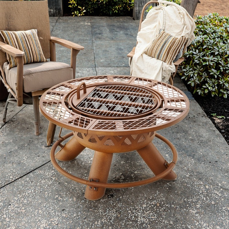 Conjunto de Churrasqueira e Me - Outdoor Furniture With Fire Pit Table avaliação e preço