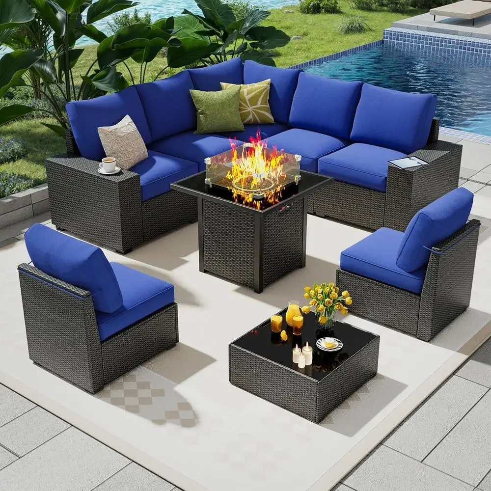 Conjunto de móveis para área e - Outdoor Furniture With Fire Pit Table avaliação e preço