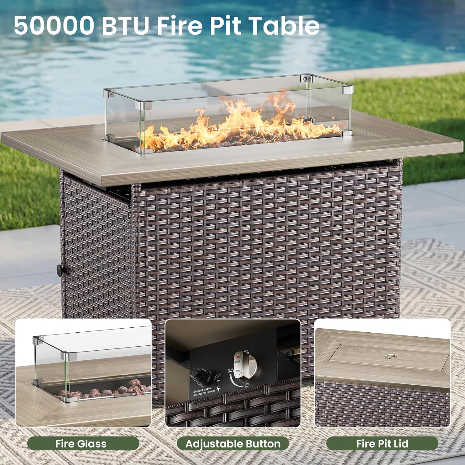 Conjunto de Móveis de Luxo par - Outdoor Furniture With Fire Pit Table avaliação e preço