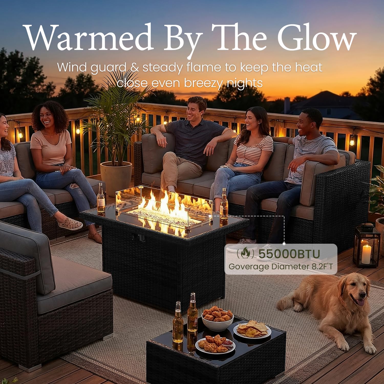 Conjunto de Sofá Modular para  - Outdoor Furniture With Fire Pit Table avaliação e preço